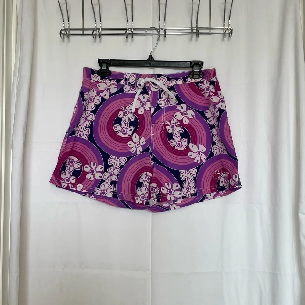 Skoozi/ Purple floral board shorts
